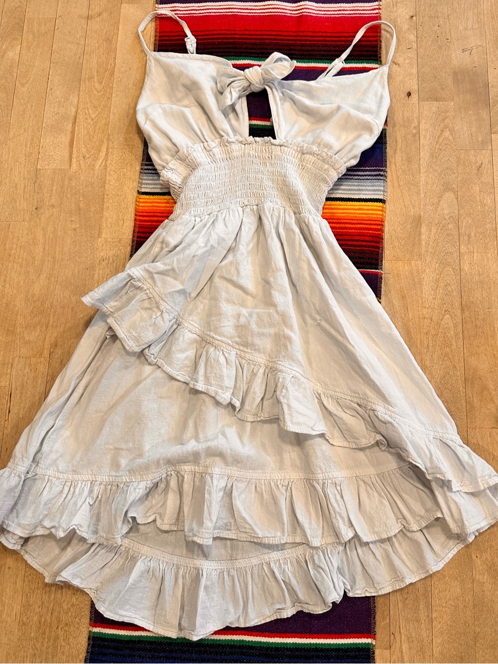 Light Blue Ruffle Tie-Front Sundress